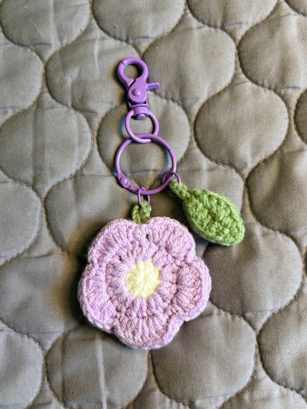 Flat Purple Floral Keychain